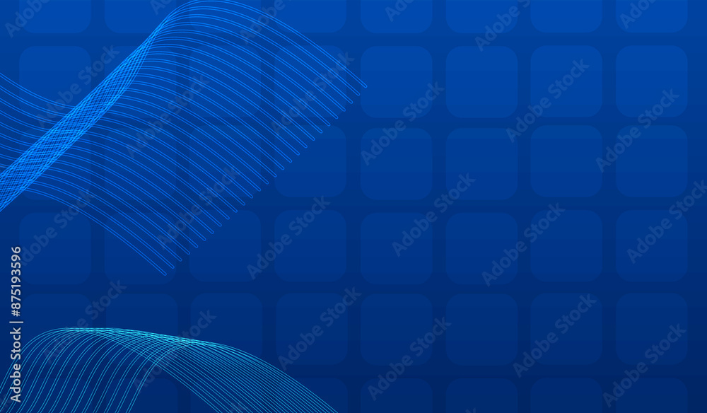 Naklejka premium Background for Business or Information Technology Presentation: Blue Lines and Square Shape Transparent