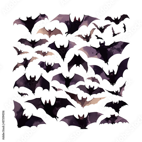 A collection of bats in various sizes and positions. Halloween