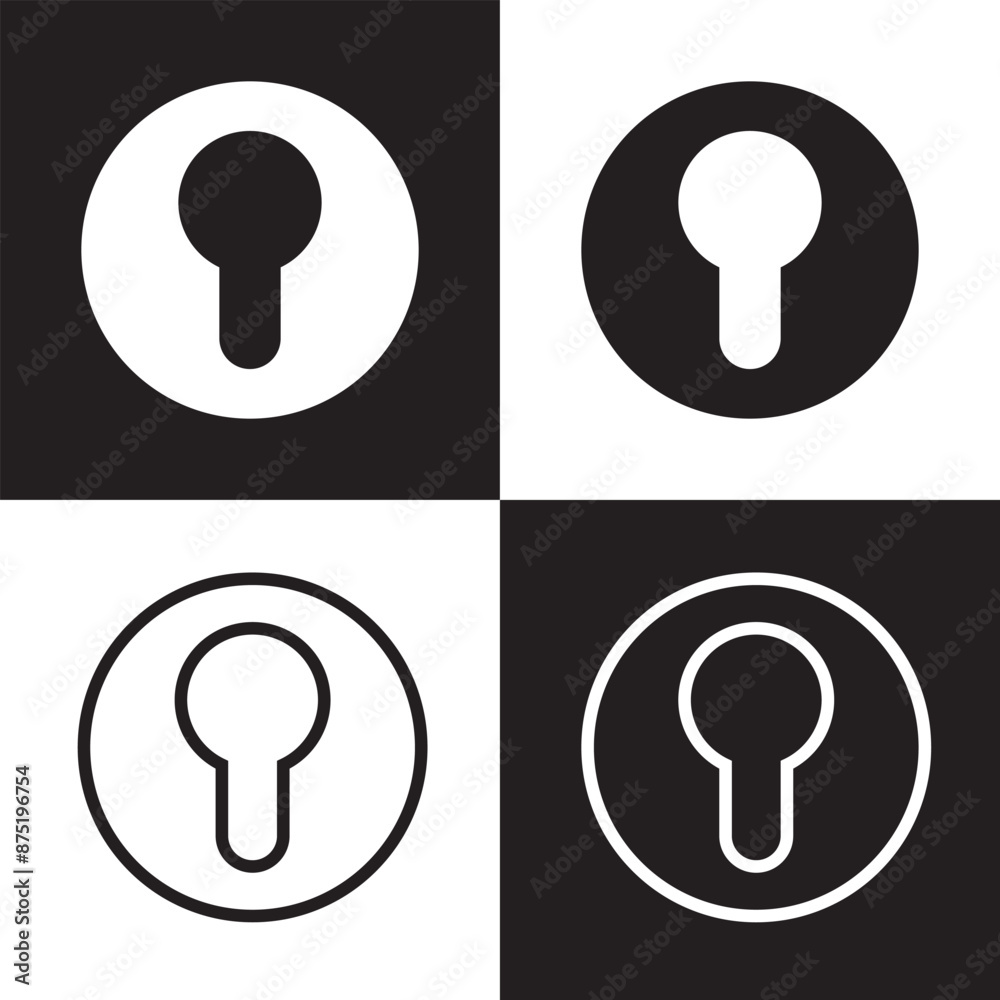 Keyhole vector icon set. Lock illustration sign collection. Key symbol or logo. isolated on white and black background. EPS 10 Keyhole vector icon set. Lock illustration sign collection. Key symbol or logo. isolated on white and black background. EPS 10