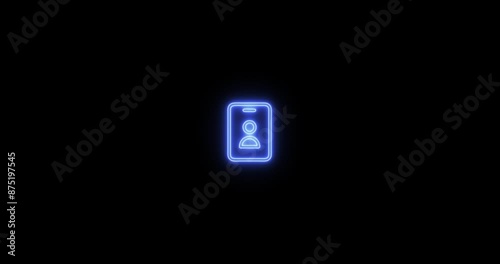 Id Neon Glowing Icon Animation. Id Icon Animation Neon Effect