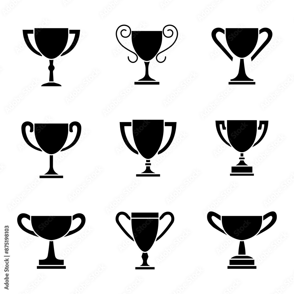 Trophy cup. Trophy cup icons set. Silhouette style. Trophy cup. Trophy cup icons set. Silhouette style.