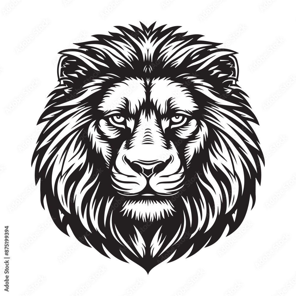 Fototapeta premium Simple lion head logo design, black vector illustration on white background