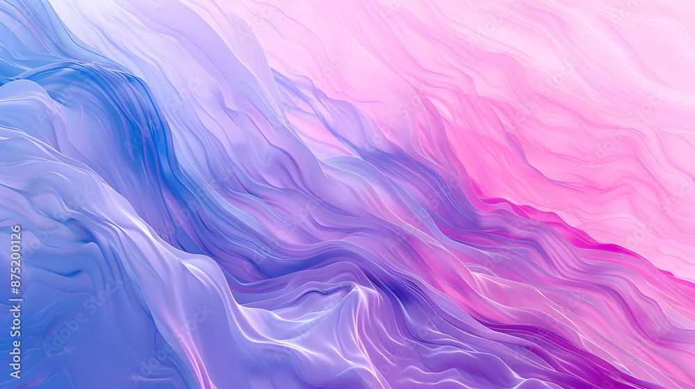 
Vibrant abstract wavy background with a smooth blend of pink and blue hues. Digital art of abstract wave with gradient purple and pink watercolor. Concept for modern design and fluid motion.