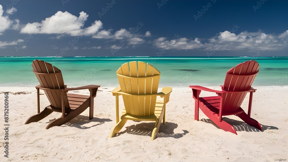 three chairs on the beach three chairs on the beach