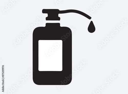 Shampoo and liquid soap bottle vector silhouette icon.