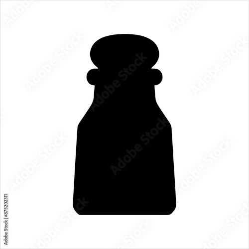 Salt bottle silhouette on white background. Salt bottle icon sign vector illustration design.