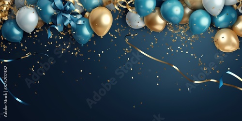 Holiday background with golden and blue metallic.