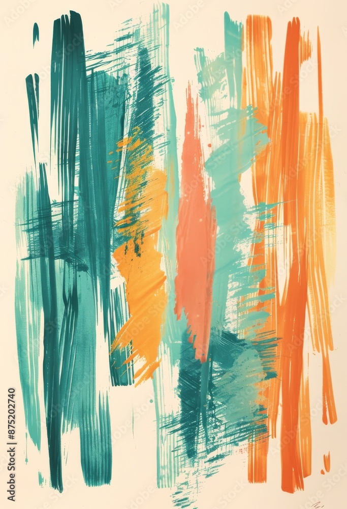 Fototapeta premium simple brushstrokes in teal and orange