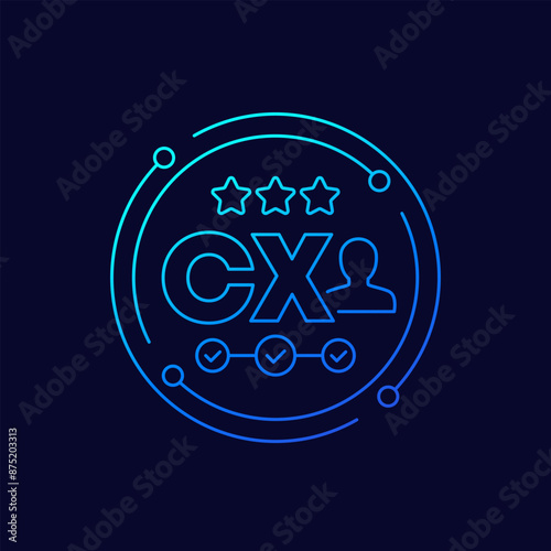 CX icon, Customer experience vector linear design
