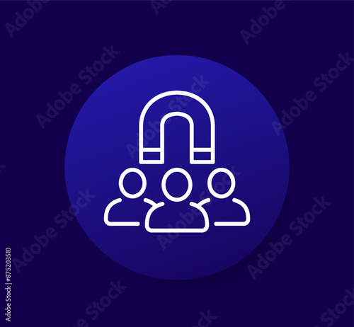retention icon, magnet and users line vector