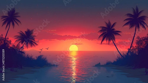 "Tropical Sunset Bliss: A Serene Island Escape"