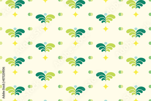 Seamless pattern with fountain in a colorful spring and summer design