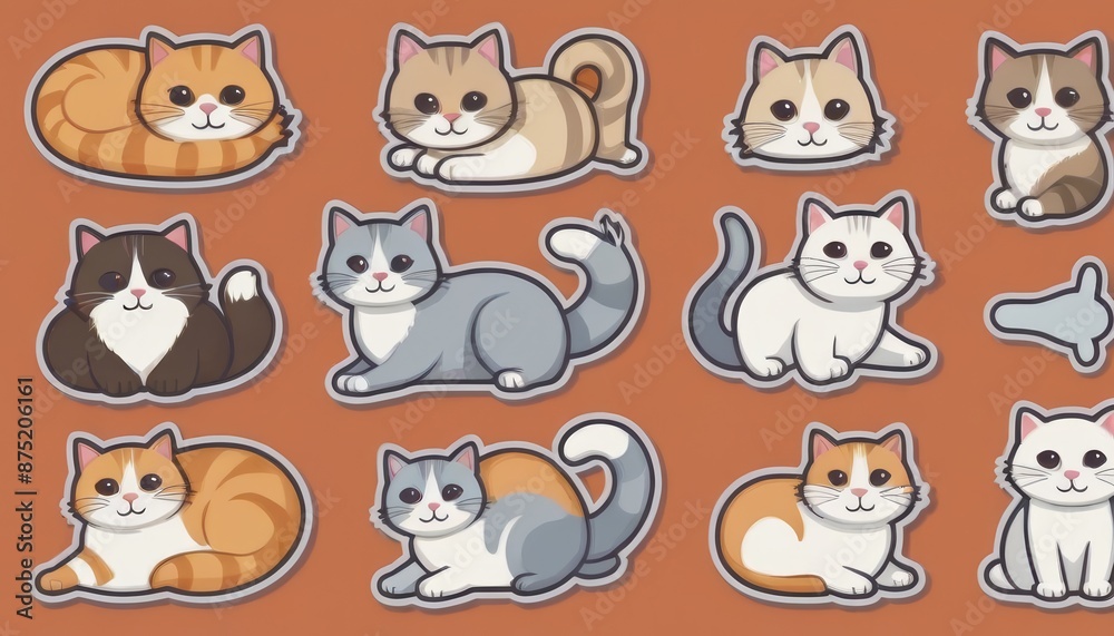 Fototapeta premium Smiling Cat Characters