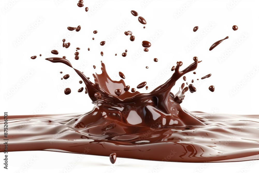 decadent chocolate splash, dessert element, high-detail rendering, rich and velvety, isolated on white background decadent chocolate splash, dessert element, high-detail rendering, rich and velvety, isolated on white background