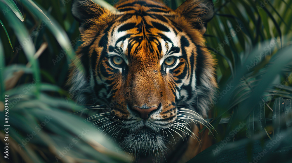 International Tiger Day July Concept with Copy Space. Realistic Tiger Photography International Tiger Day July Concept with Copy Space. Realistic Tiger Photography