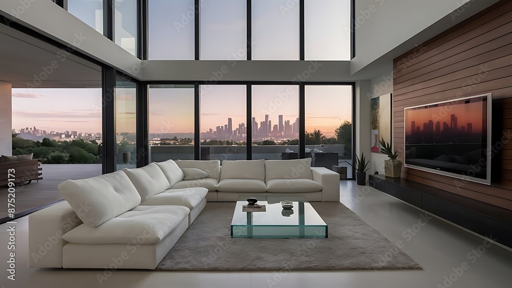 Interior of a modern house with living room Interior of a modern house with living room
