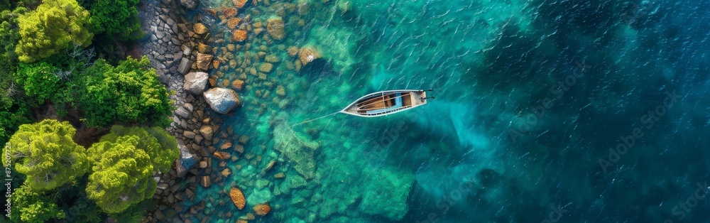 Fototapeta premium Amazing Top View of a River Valley between the Cliffs