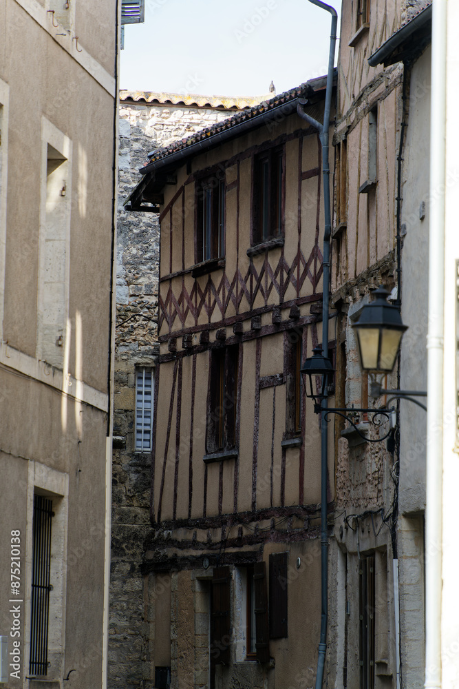Fototapeta premium View of the streets and houses of the French town of Perigeuex in France in sunshine