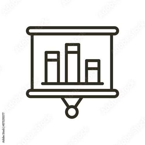 Business presentation data statistics report outline icon. Planning project presentation vector icon illustration image