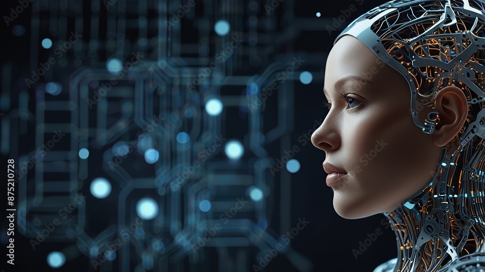 Free Photo New 3d rendering human woman robot working with future digital graphic interface on dark background
Free Photo New 3d rendering human woman robot working with future digital graphic interface on dark background
