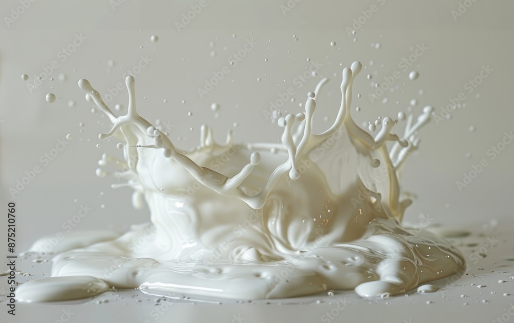 A dramatic splash of white liquid creates a crown-like shape against a clean, light background. The liquid is frozen in mid-air, showcasing the intricate details of the splash. A dramatic splash of white liquid creates a crown-like shape against a clean, light background. The liquid is frozen in mid-air, showcasing the intricate details of the splash.