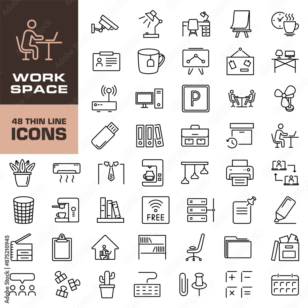 Workspace icon set. Linear style. Workspace icon. Workspace icon set. Linear style. Workspace icon.