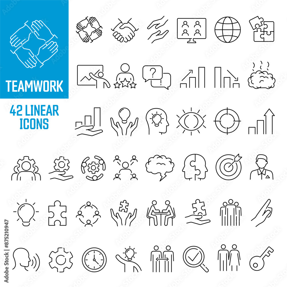Fototapeta premium Teamwork icon. Teamwork icon set. Linear style.