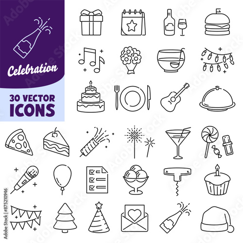 Celebrate icon. Celebrate icon set. Linear style.