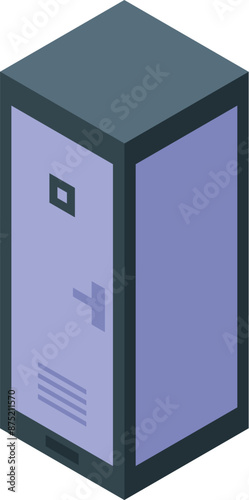 Metal locker isometric icon illustrating storage of personal belongings in school, gym or workplace