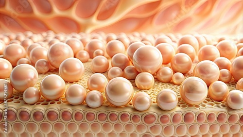 Close-up of collagen protein under smooth human skin, skin, collagen, protein, structure, elasticity, beauty photo