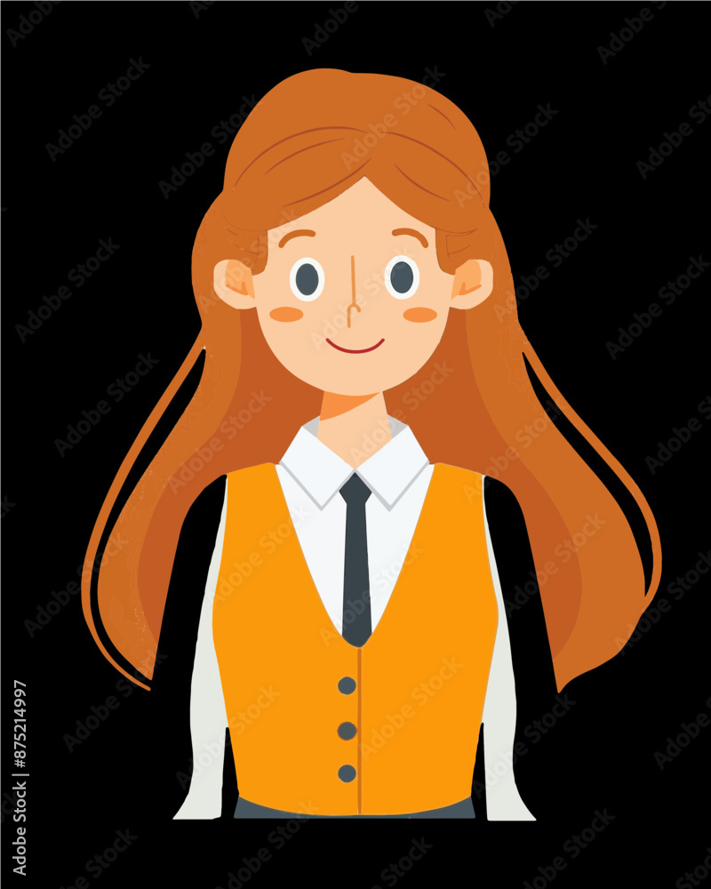 Girl with red hair. Professional character portrait vector art isolated on a transparent background. Girl with red hair. Professional character portrait vector art isolated on a transparent background.