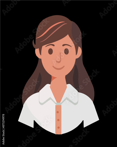 Young woman in a white blouse with a warm and approachable look. Modern and professional vector business icon on a transparent background 
