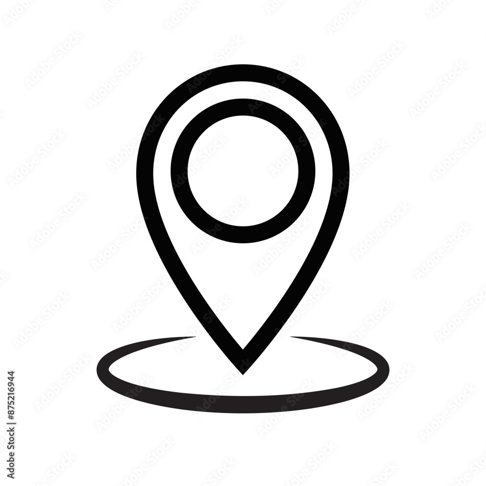 Vector illustration of a location pin icon in a simple black and white design. Editable stroke. Vector illustration of a location pin icon in a simple black and white design. Editable stroke.