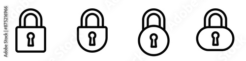 Vector illustration of a padlock icon in a simple black and white design. Editable stroke.