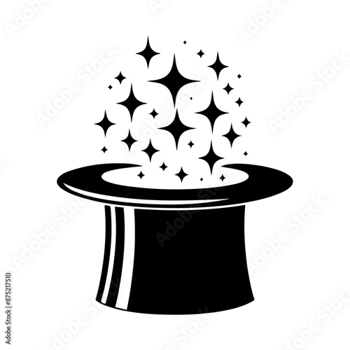 Magician hat icon silhouettes set, Magic hat silhouette illustration