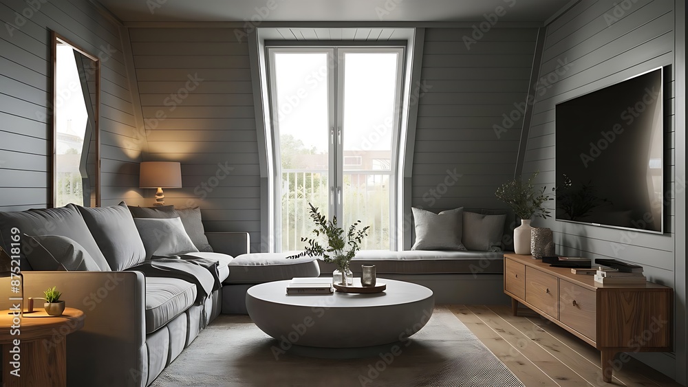 Natural grey living room interior Natural grey living room interior