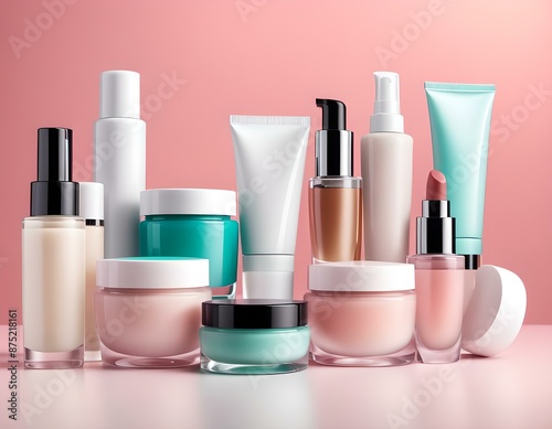 skincare bottles and jars mockup