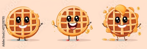 Adorable Cartoon Waffle Character, Capturing the Fun and Playful Essence of a Delightful Breakfast Treat, Perfect for Food-Themed Promotions and Children's Content photo