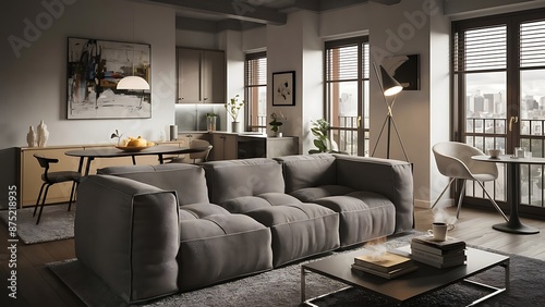 Studio apartment living room area