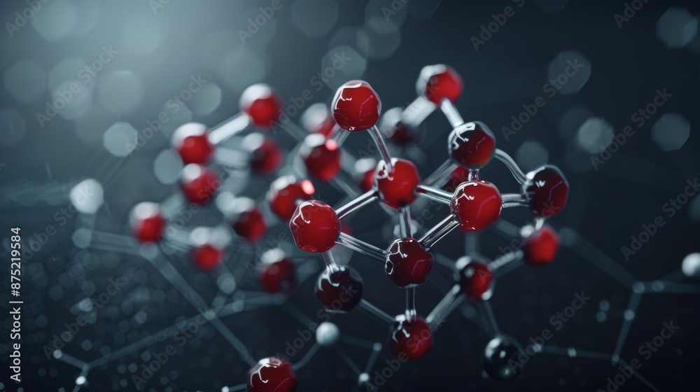 A magnified view of a single monomer molecule, highlighting its molecular structure and functional groups. A magnified view of a single monomer molecule, highlighting its molecular structure and functional groups.