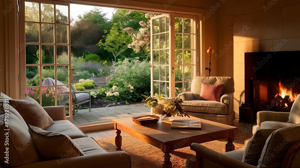 Fototapeta premium Living room with picture window