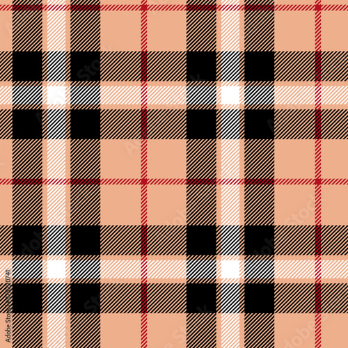 Wallpaper Mural Checkered textile seamless pattern in beige, black, white and red. Vector tartan plaid fabric background. Torontodigital.ca
