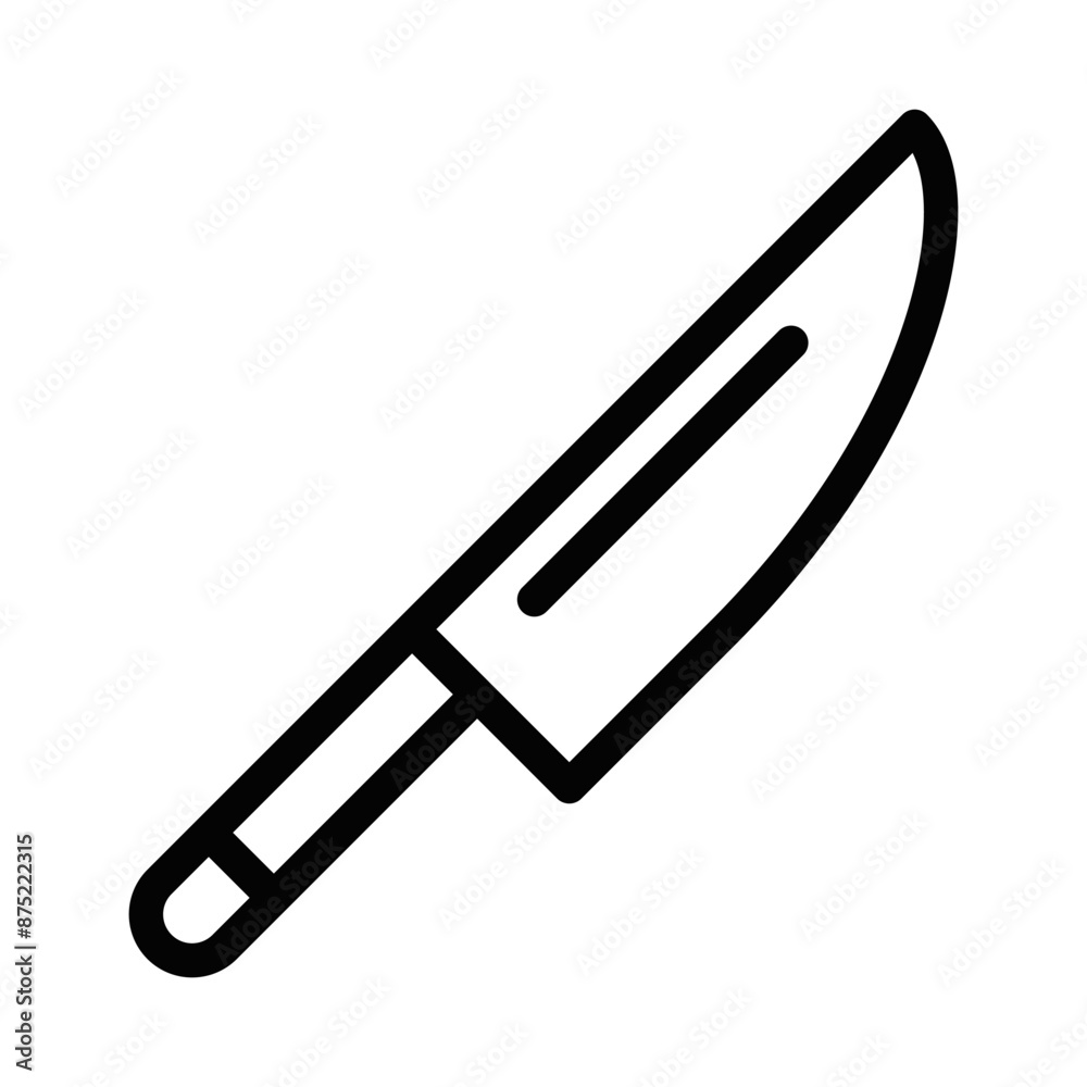Vector illustration of a chef's knife icon. Perfect for representing culinary tools, kitchen utensils, and cooking themes. Editable stroke. Vector illustration of a chef's knife icon. Perfect for representing culinary tools, kitchen utensils, and cooking themes. Editable stroke.