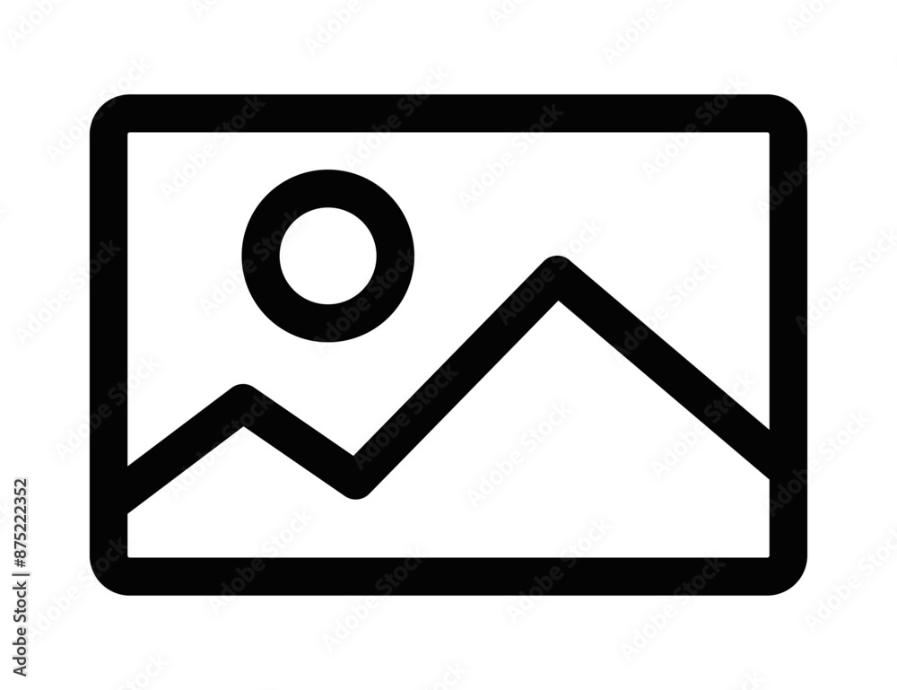 Vector illustration of a landscape photo icon. Perfect for representing photography, images, and visual media. Editable stroke. Vector illustration of a landscape photo icon. Perfect for representing photography, images, and visual media. Editable stroke.