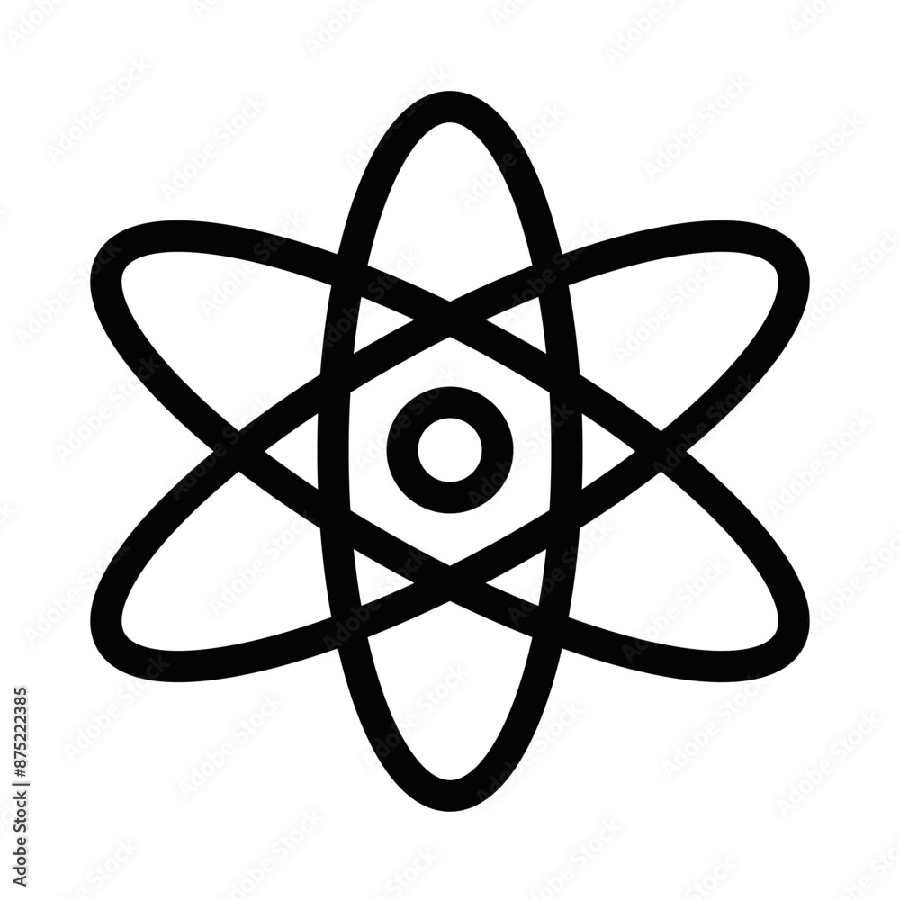 Vector illustration of an atom icon. Perfect for representing science, physics, and energy concepts. Editable stroke. Vector illustration of an atom icon. Perfect for representing science, physics, and energy concepts. Editable stroke.