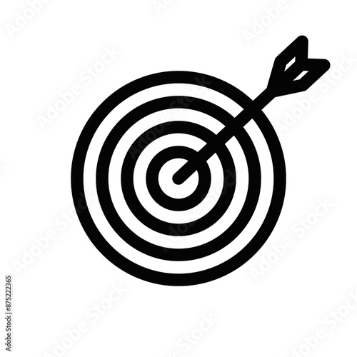 Vector illustration of a target with an arrow icon. Ideal for representing accuracy, goal achievement, and focus. Editable stroke.