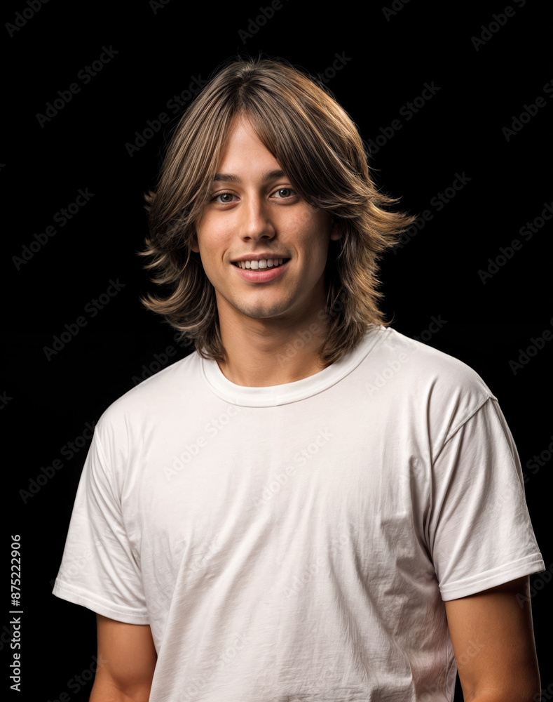 portrait of a young person on a black background created with Generative AI technology portrait of a young person on a black background created with Generative AI technology