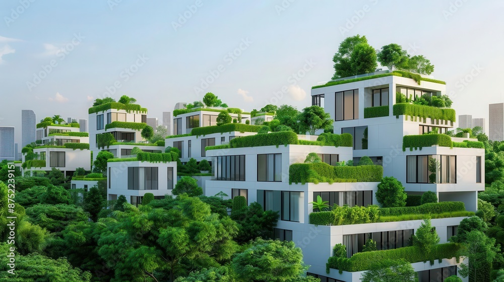 Digital rendering of a green smart city with advanced technology, future urban living, eco-friendly Digital rendering of a green smart city with advanced technology, future urban living, eco-friendly