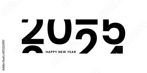 2025 Wishing Happy New Year in unique minimalist countdown greeting card creative concept design