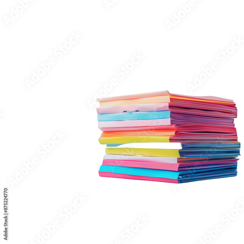 A stack of documents, Layer Stack of Documents, Colorful Flat File, View of a Document Stack, Colorful Flat File Crowning, Document Stack, on a transparent backgrounds